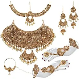 lucky jewellery Bridal Dulhan Alloy Gold Plated Jewellery Set for Girls & Women-picture-11