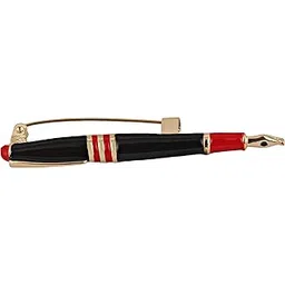lucky jewellery Designer Gold Plating Black And Red Meenakari Enamel Fountain Pen Saree Pin Hijab Pin Unisex Brooch Pin Lapel Pin For Women/Girls/Men (190-CHOM1-2414)-picture-12