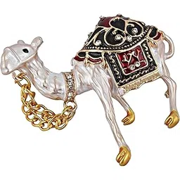 lucky jewellery Designer Gold Plating Maroon And Black Meenakari With Stones Brooches Lapel Pin Camel Design Unisex Brooch Pin For Women/Men/Boys & Girls (225-CHOO-1171)-picture-14