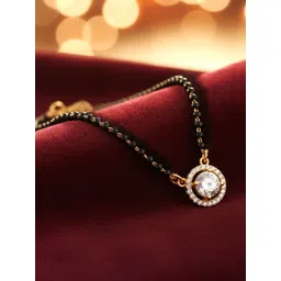 LUCKY JEWELLERY Gold-Plated Artificial Stones and Beads Mangalsutra-image-47