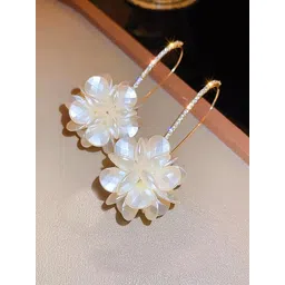 LUCKY JEWELLERY Gold Plated Artificial Stones-Studded Contemporary Drop Earrings-image-44