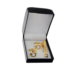 LUCKY JEWELLERY Gold Plated Geometric Cufflink-picture-15