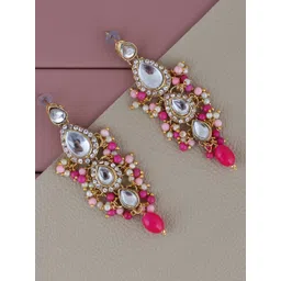 LUCKY JEWELLERY Gold-Plated Leaf Shaped Chandbalis-picture-21