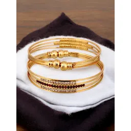 LUCKY JEWELLERY Set Of 2 Gold-Plated Artificial Stone Studded Bangles-image-25
