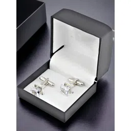 LUCKY JEWELLERY White Silver Plated Geometric Cufflink-picture-19