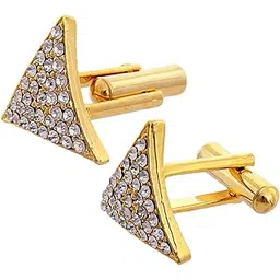 Unique Men Jewelry White Color Stone Gold Plated Sleeve Button Formal Cuff Button Wedding Shirt Button, Suit, Blazer Cufflinks with Matching Tie Pin Gift Set For Men (294-M4C4-A5235-W)-image-36