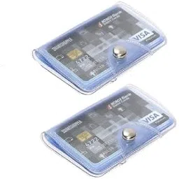 luckymorden Pack of 2 Transparent ATM Visiting Business Credit Card Holder Wallet for Men and Womens with 10 Clear PVC Plastic Pockets Slots Holds Upto 20 Cards-picture-25