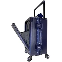luggit Executive Plus Travel Cabin Trolley Bag- Navy Blue Suitcase Easy-Access Front Opening, Cup Holder, 360° Spinner 20 inches, Wide Telescopic Handle-picture-54