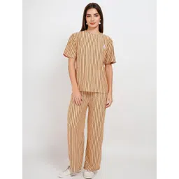 Lugo Women Beige Striped Co-Ord Set-picture-30