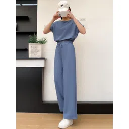 Lugo Women Blue Cotton Blend Co-Ords-picture-16