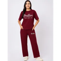 Lugo Women Maroon Cotton Blend Solid Co-Ords-picture-39