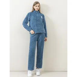 Lugo Women Solid Round Neck Long Sleeves Night suit-picture-42