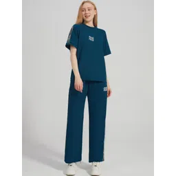 Lugo Women Teal Blue Solid Co-Ords-picture-39