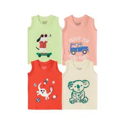 Luke & Lilly Boys Set Of 4 Printed Pure Cotton Innerwear Vests-picture-28