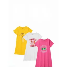Luke & Lilly Girls Pack of 3 Printed Cotton Nightdress-picture-18