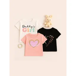 Luke & Lilly Girls Pack Of 3 Printed T-shirts-picture-37