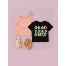 Luke & Lilly Girls Regular Fit Cotton Tshirts-picture-54