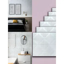 Lukzer 6-Pcs White & Pink Floral Self-Adhesive Wall Panels-picture-31