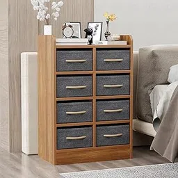 Lukzer 8 Drawer Multipurpose Organizer with Fabric Storage Shelves – Engineered Wood & Fabric Storage Chest | Sturdy Wooden Frame | Elegant Dresser for Bedroom, Closet & Living Room (MR-028/Brown Oak)-picture-11