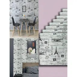 Lukzer 8-Pcs Grey & Black Printed Self-Adhesive Wall Panels-picture-12