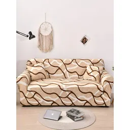 Lukzer Beige & White 2 Seater Sofa Cover With Arms-picture-38