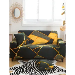 Lukzer Green & Yellow 2 Seater Sofa Cover With Arms-picture-11