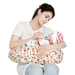 Lulamom Allergen Protected Nursing Pillow & Cover Leaf Print - Multicolour-picture-18