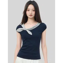 LULU & SKY Asymmetric Neck Fitted Top-picture-10