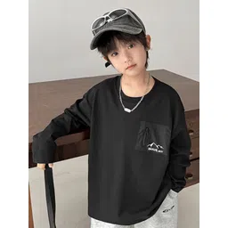 LULU & SKY Boys Colourblocked V-Neck Pure Cotton Pockets T-shirt-picture-53