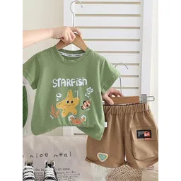 LULU & SKY Boys Printed Round Neck Pure Cotton Top with Shorts-picture-28