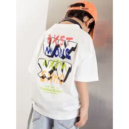 LULU & SKY Boys Printed V-Neck Drop-Shoulder Sleeves Applique T-shirt image 1