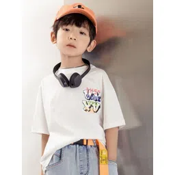 LULU & SKY Boys Printed V-Neck Drop-Shoulder Sleeves Applique T-shirt image 4