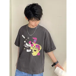 LULU & SKY Boys Printed V-Neck Drop-Shoulder Sleeves Organic Cotton Applique T-shirt-picture-10