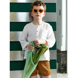 LULU & SKY Boys Striped Henley Neck Organic Cotton Pockets T-shirt-picture-58