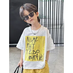 LULU & SKY Boys Typography Printed V-Neck Extended Sleeves Pure Cotton Raw Edge T-shirt-picture-21