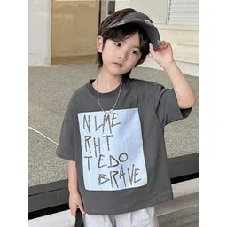 LULU & SKY Boys Typography Printed V-Neck Pure Cotton Raw Edge T-shirt-picture-19