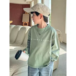 LULU & SKY Boys V-Neck Extended Sleeves Pure Cotton Raw Edge T-shirt-picture-17