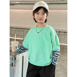 LULU & SKY Boys V-Neck Raw Edge T-shirt image 1