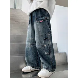 LULU & SKY Boys Wide Leg Mid-Rise Light Fade Stretchable Jeans-picture-25