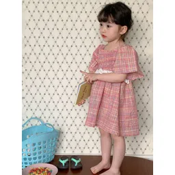 LULU & SKY Checked Cape Sleeve Fit & Flare Dress-picture-32