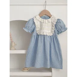 LULU & SKY Checked Puff Sleeve A-Line Dress-picture-12