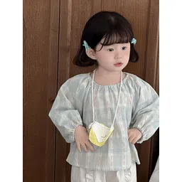 LULU & SKY Checked Puff Sleeve Cotton Top-picture-42