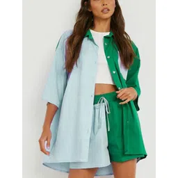 LULU & SKY Colourblocked Shirt Collar Shirt With Shorts Co-Ords-picture-21