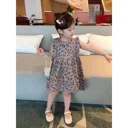 LULU & SKY Floral Print Flutter Sleeve A-Line Dress-picture-39