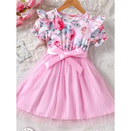 LULU & SKY Floral Print Flutter Sleeve Fit & Flare Dress-picture-10