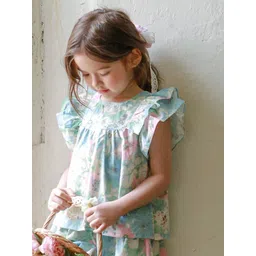 LULU & SKY Floral Print Flutter Sleeve Tiered Top-picture-42