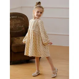 LULU & SKY Floral Print Puff Sleeve A-Line Dress-picture-23