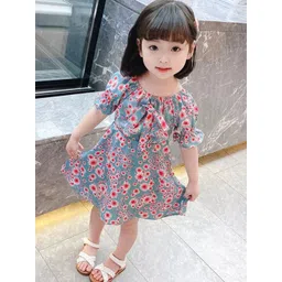 LULU & SKY Floral Print Puff Sleeve A-Line Dress-picture-40