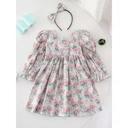 LULU & SKY Floral Print Puff Sleeve Fit & Flare Dress image 3