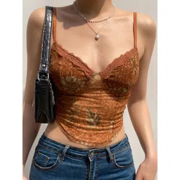 LULU & SKY Floral Printed Lace Insert Sleeveless Fitted Crop Top-picture-19